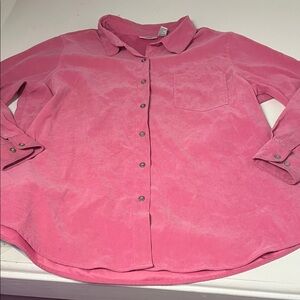 Vintage Mainstreet Blues 1X Pink Long Sleeve Button Up Pocket Collared Shacket